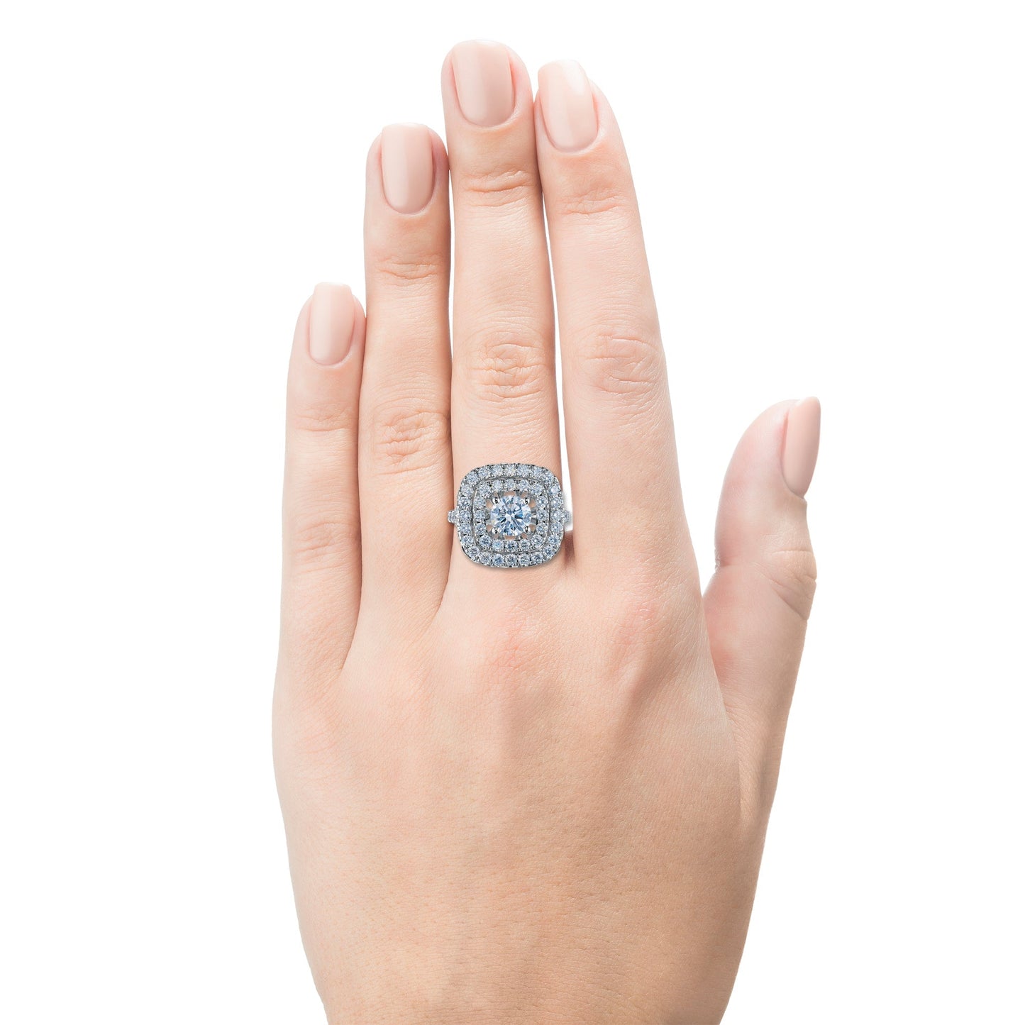14K White Gold Ring with 57 Round - Cut Lab - Created Diamonds 3.514 CT.TW - Style Queenz
