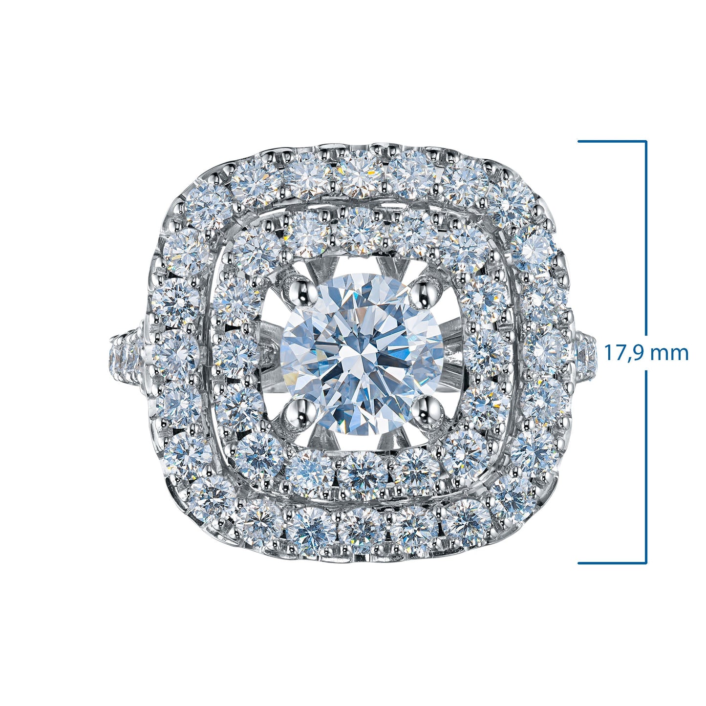 14K White Gold Ring with 57 Round - Cut Lab - Created Diamonds 3.514 CT.TW - Style Queenz
