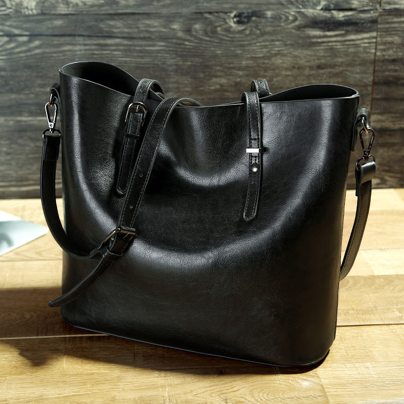 Women's Leather Messenger Tote Bag
