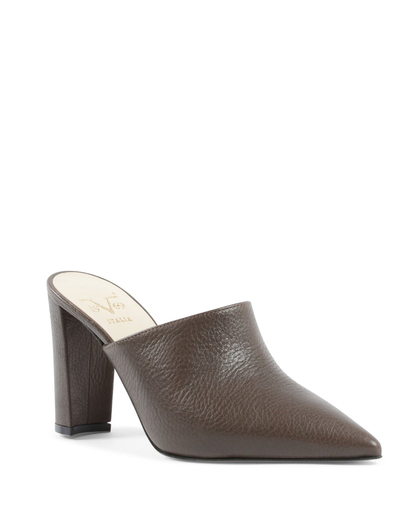 19V69 Italia Women's Dark Brown Leather Mule Sandals - Italian Designer Heels 9cm - Style Queenz