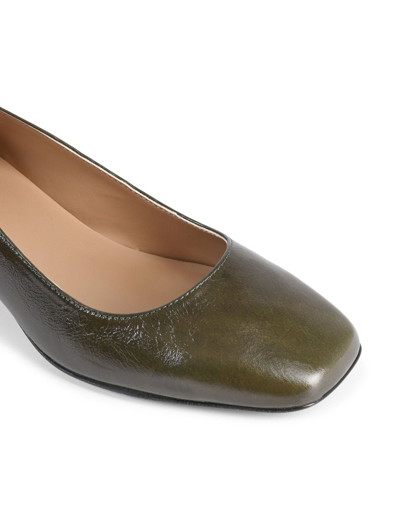 19V69 Italia Women's Green Leather Heeled Ballerina Flats - Sofia Naplack Verde Bottiglia - Style Queenz