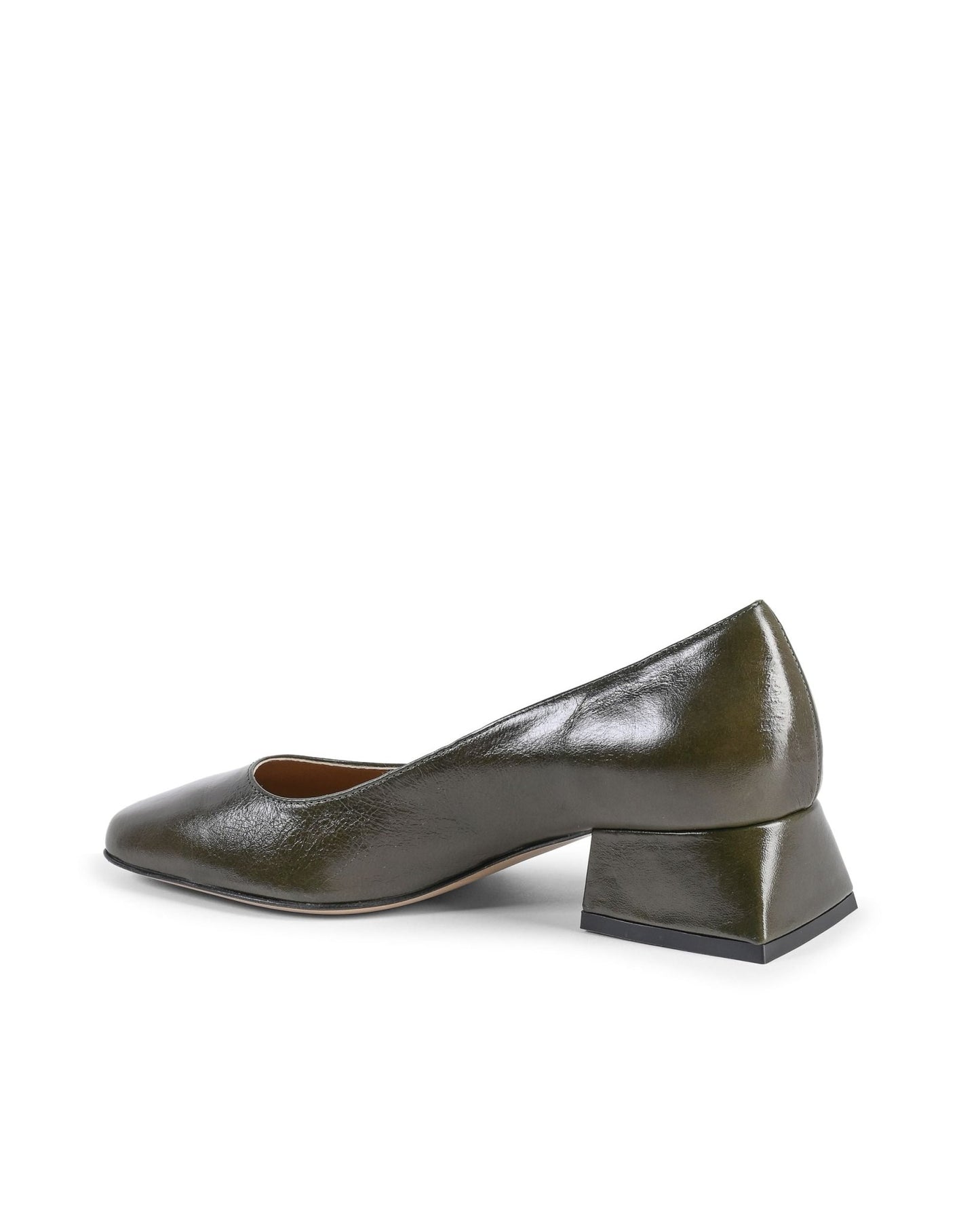 19V69 Italia Women's Green Leather Heeled Ballerina Flats - Sofia Naplack Verde Bottiglia - Style Queenz