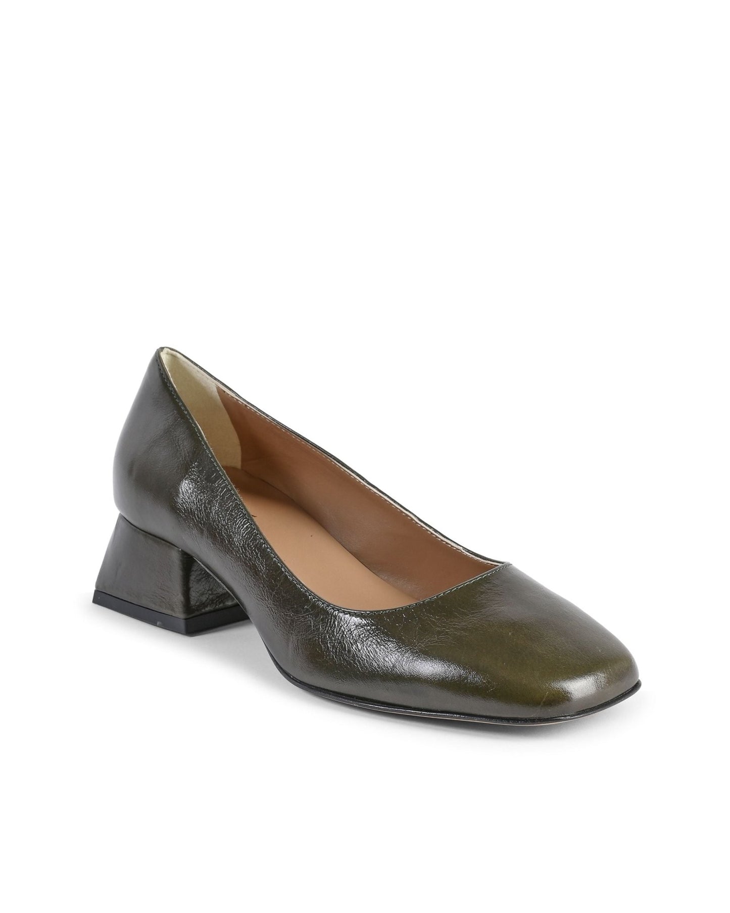 19V69 Italia Women's Green Leather Heeled Ballerina Flats - Sofia Naplack Verde Bottiglia - Style Queenz