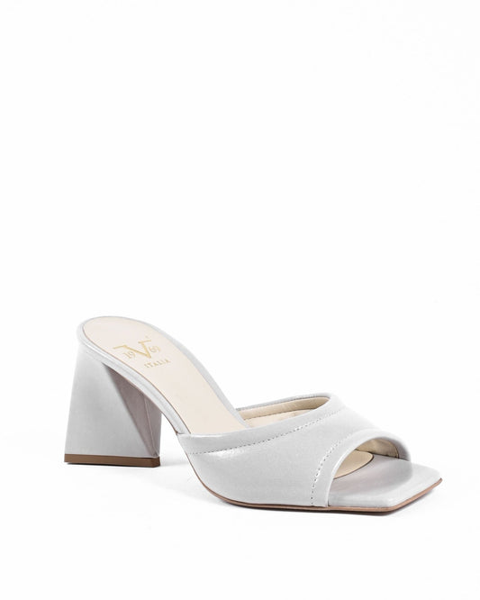 19V69 Italia Women's Light Grey Kid Leather Sandals - 8cm Heel - SIMONA PERLA Style - Made in Italy - Style Queenz