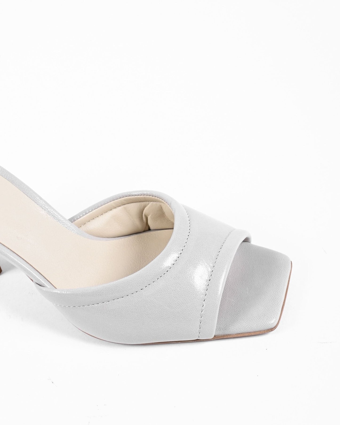 19V69 Italia Women's Light Grey Kid Leather Sandals - 8cm Heel - SIMONA PERLA Style - Made in Italy - Style Queenz