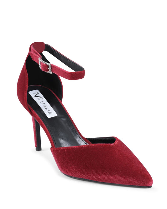 19V69 Italia Women's Red Ankle Strap Pumps F0110 - Italian Designer Heels 8cm - Style Queenz