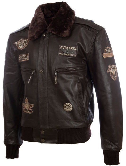 Men's Brown Leather Air Force Bomber Jacket