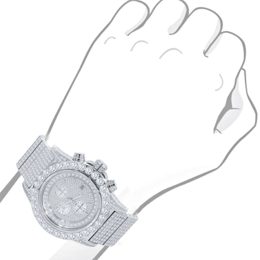 Silver watch with diamond accents on a white background