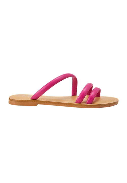 Leather Three-Strap Flat Sandals Minimalist Style