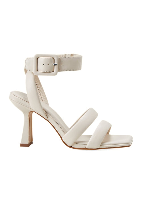 Leather Sculpted Heel Sandals with Strap Detail