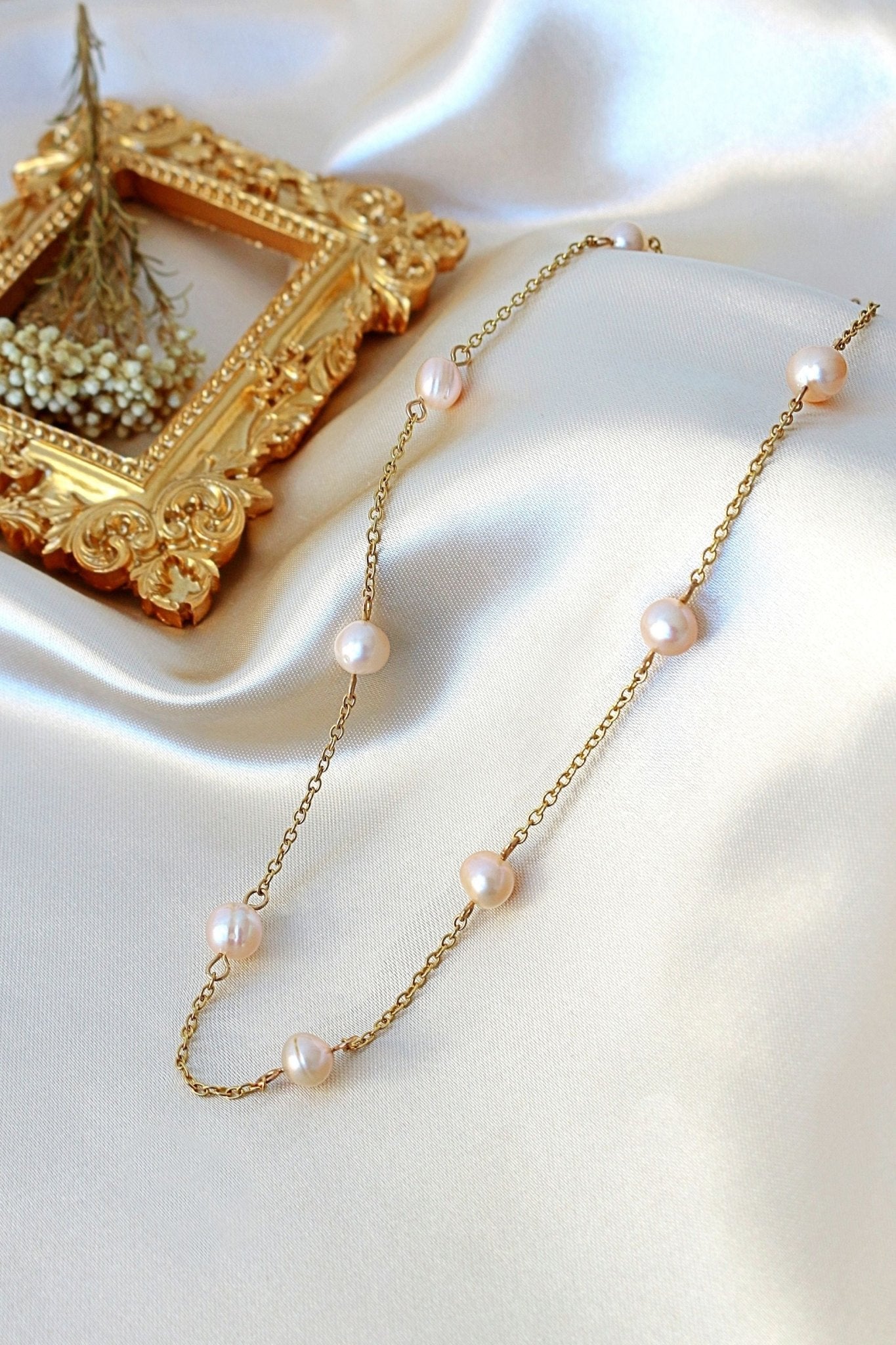 24K Gold Baroque Pearl Choker - Freshwater Pearl Chain Necklace Made in Europe - Style Queenz