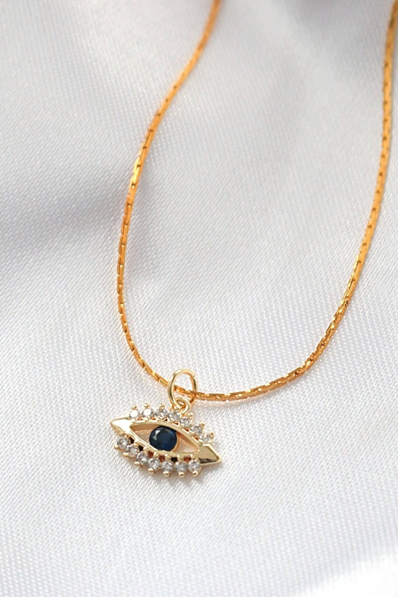 24K Gold Mini Evil Eye Necklace - Handmade Protection Jewelry from Sweden - Style Queenz