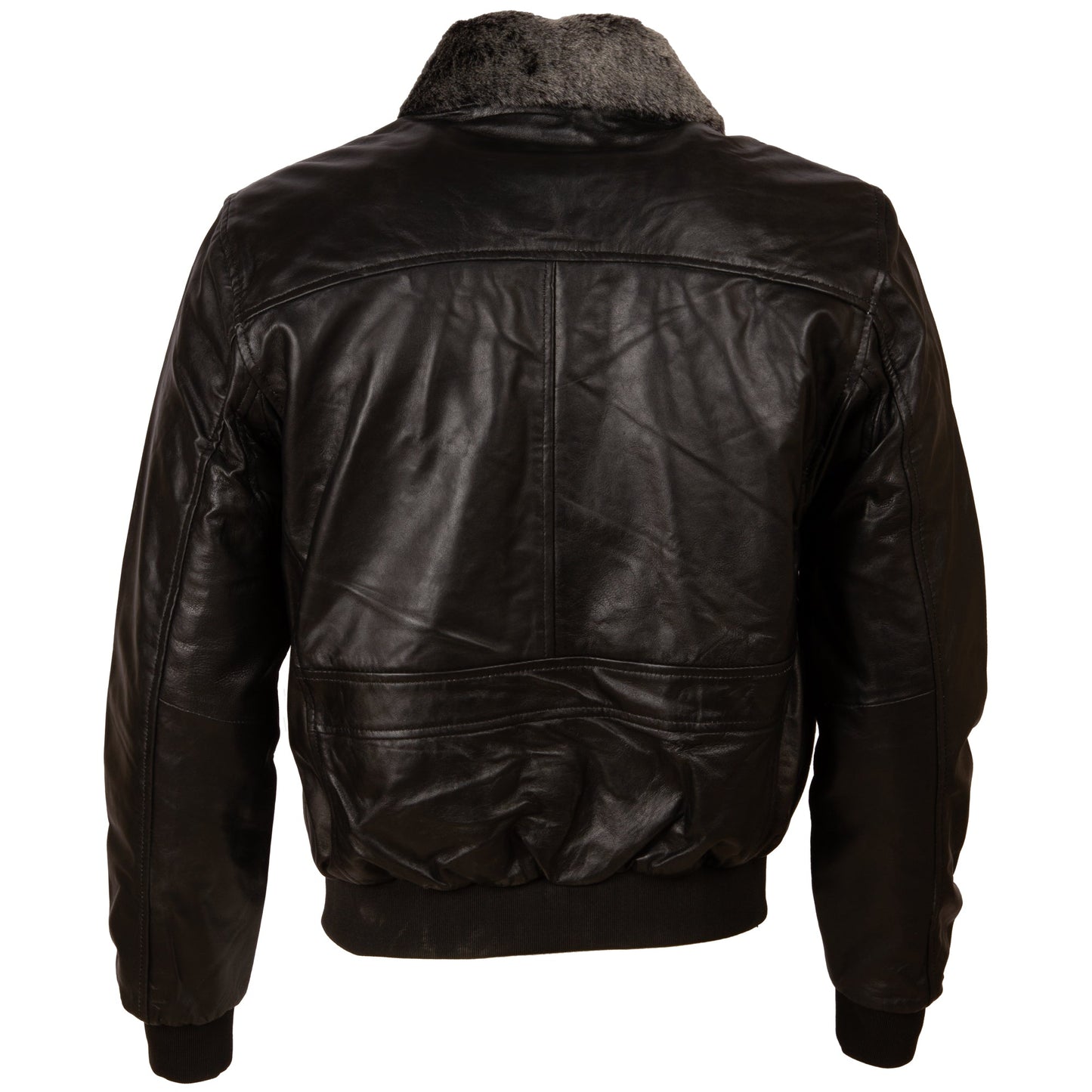 Men's Black Leather Aviator Bomber Jacket