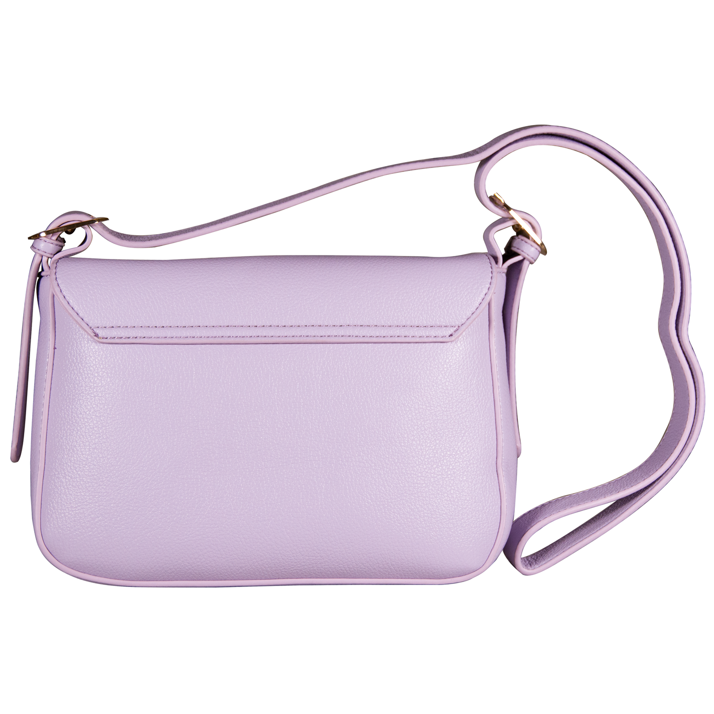 Lavender handbag with a strap on a white background