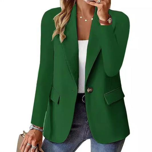 Women's Solid Color Blazer Jacket - Long Sleeve