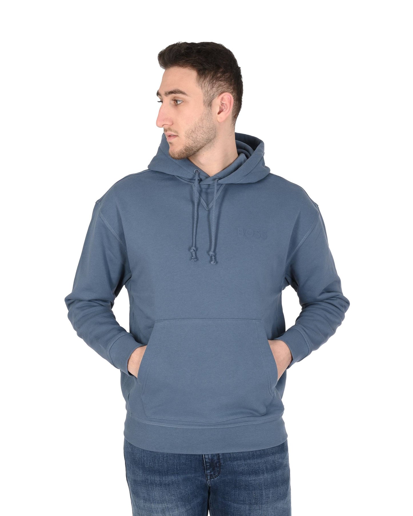 Men's Hugo Boss Cotton Sweatshirt - Bright Blue