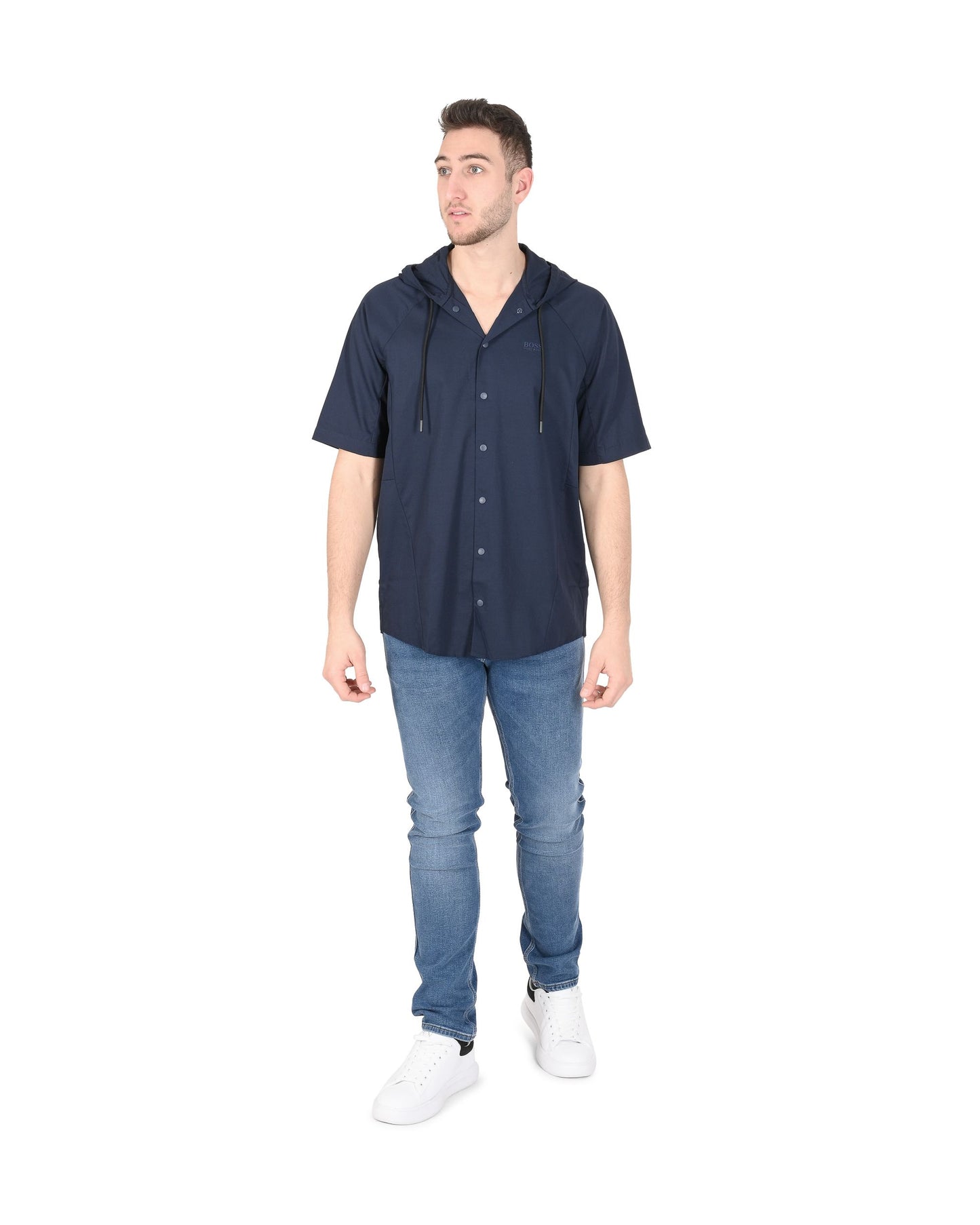 Hugo Boss Men's Navy Cotton Elastane Shirt