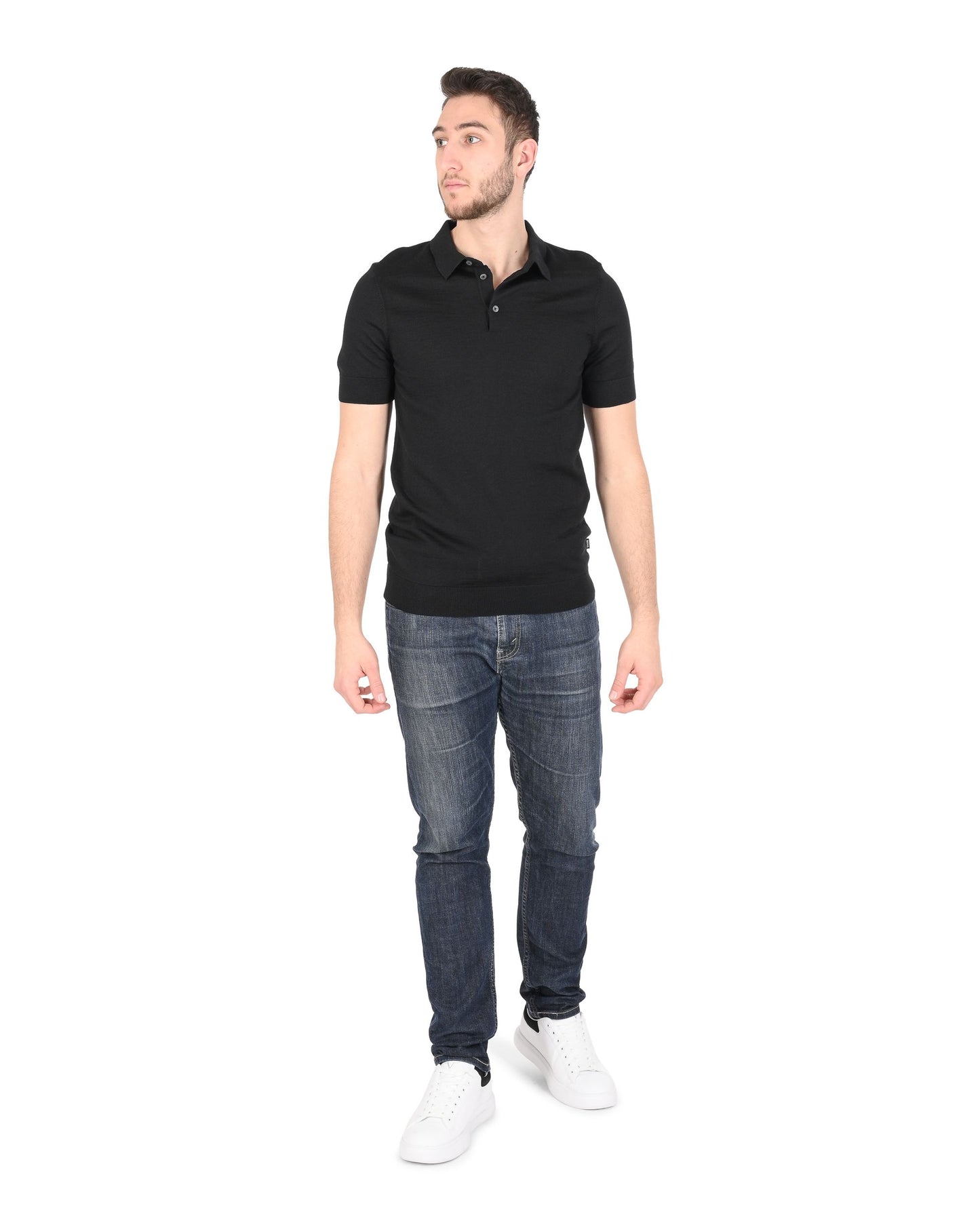 Hugo Boss Men's Black Virgin Wool Polo - 50414293