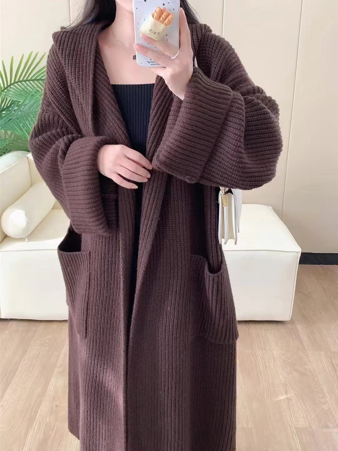 Women's Hooded Cardigan Coat - Long Loose Fit