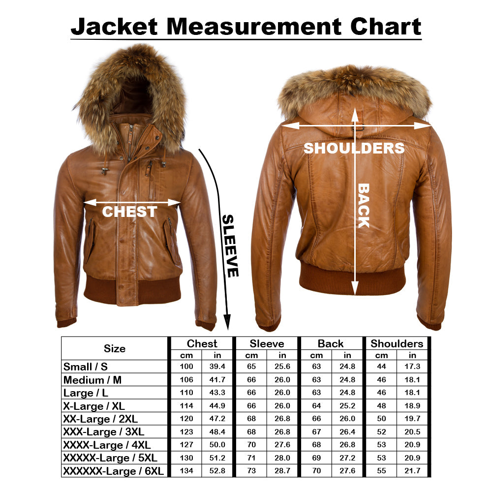 Men's Black Leather Bomber Jacket - Fur Hood