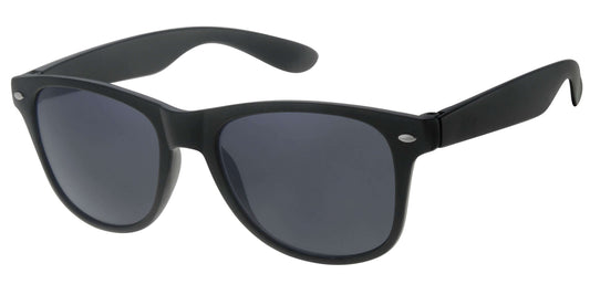 Black sunglasses with dark lenses on a white background