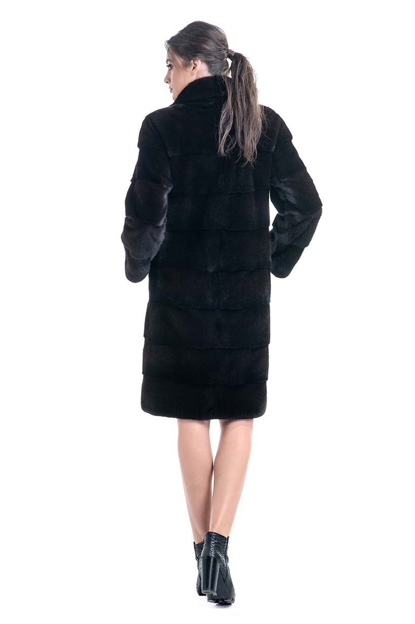 Dark Brown Mink Fur Coat - Mahogany Luxury