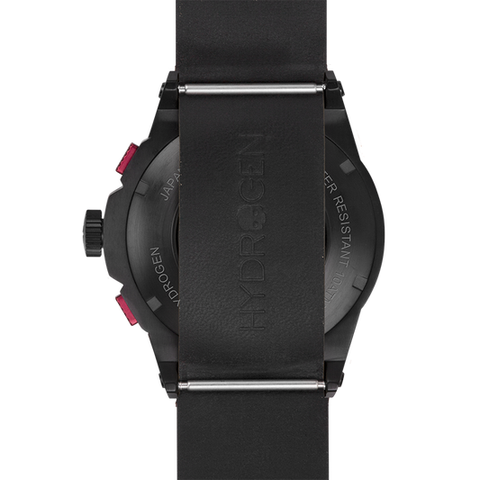 Black watch with visible branding on a white background