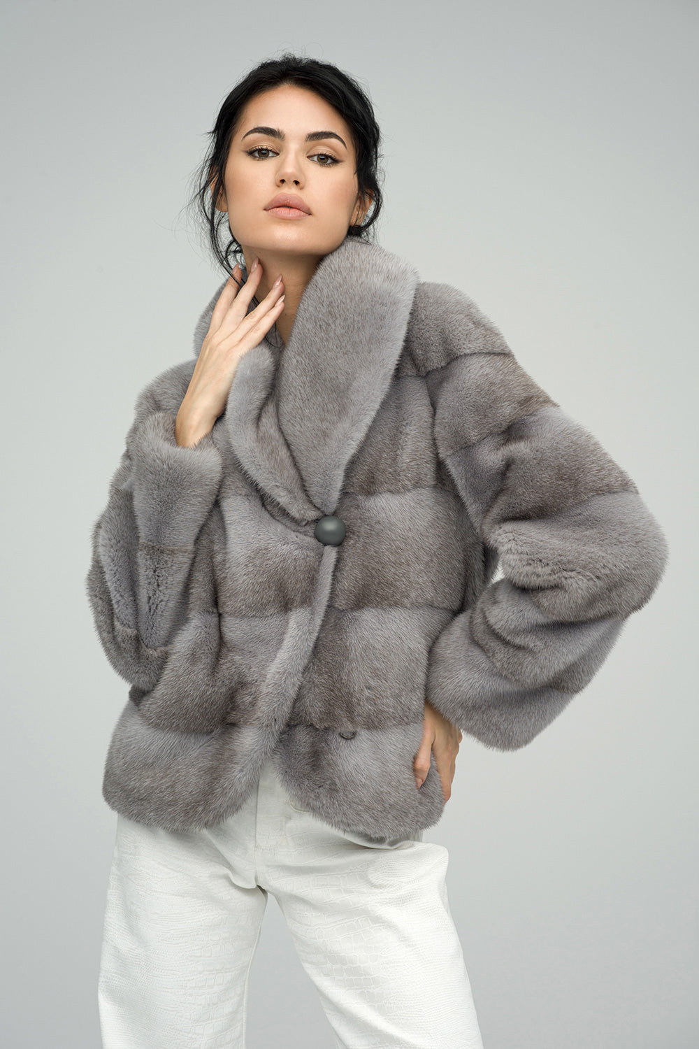 Gray Fashionista Mink Fur Coat - Full Length