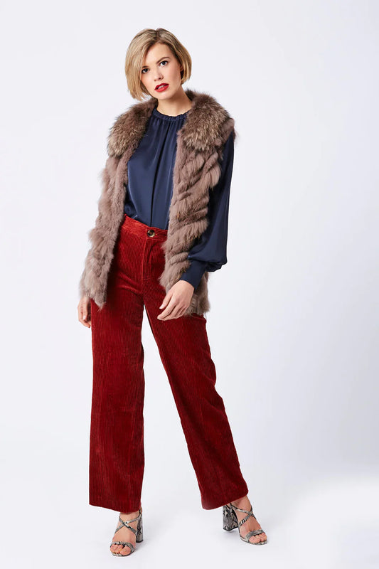 Mocha Fox & Coney Fur Gilet - Luxury Sleeveless