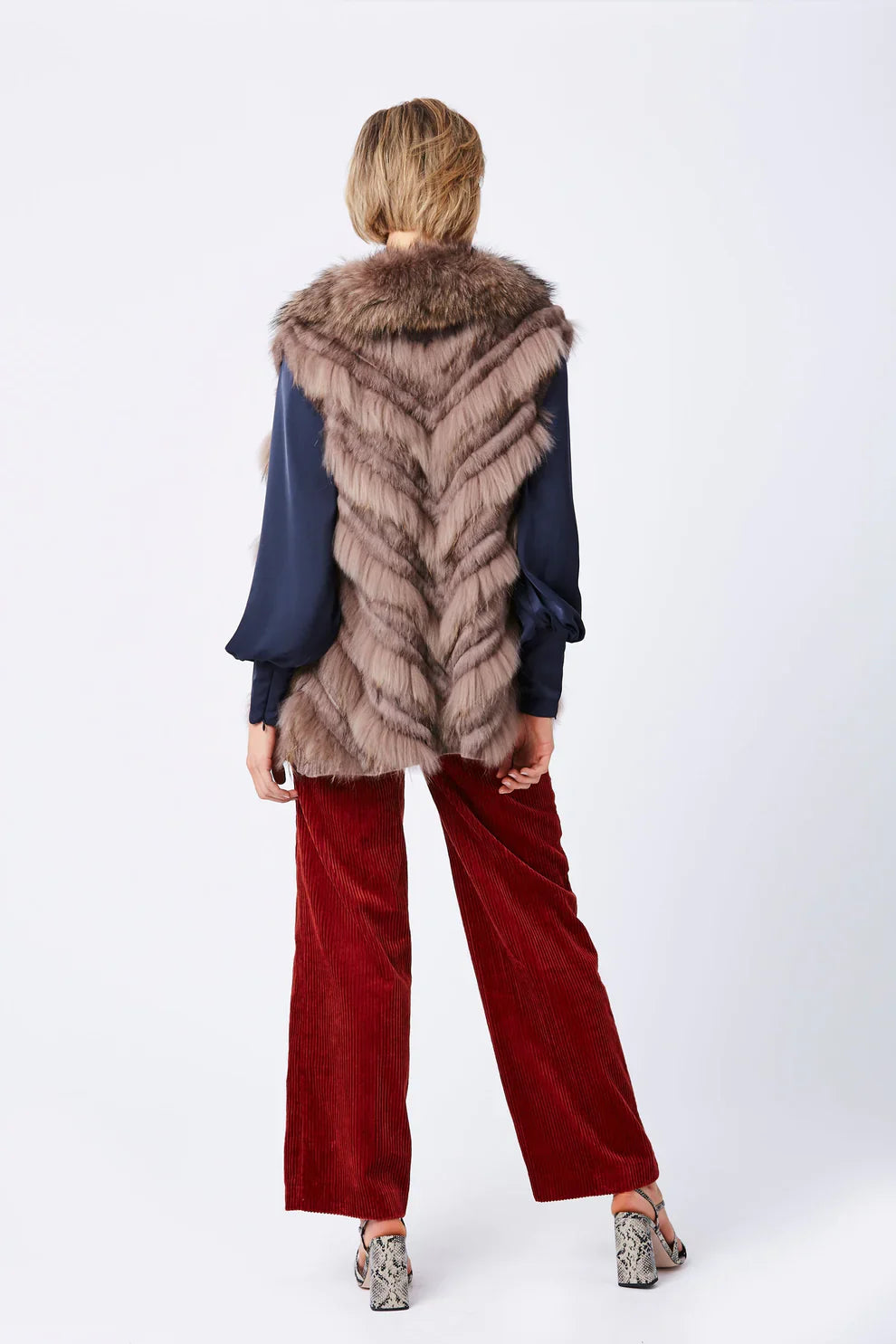 Mocha Fox & Coney Fur Gilet - Luxury Sleeveless