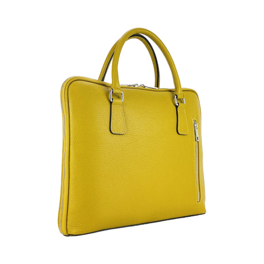 Yellow handbag with handles on a white background