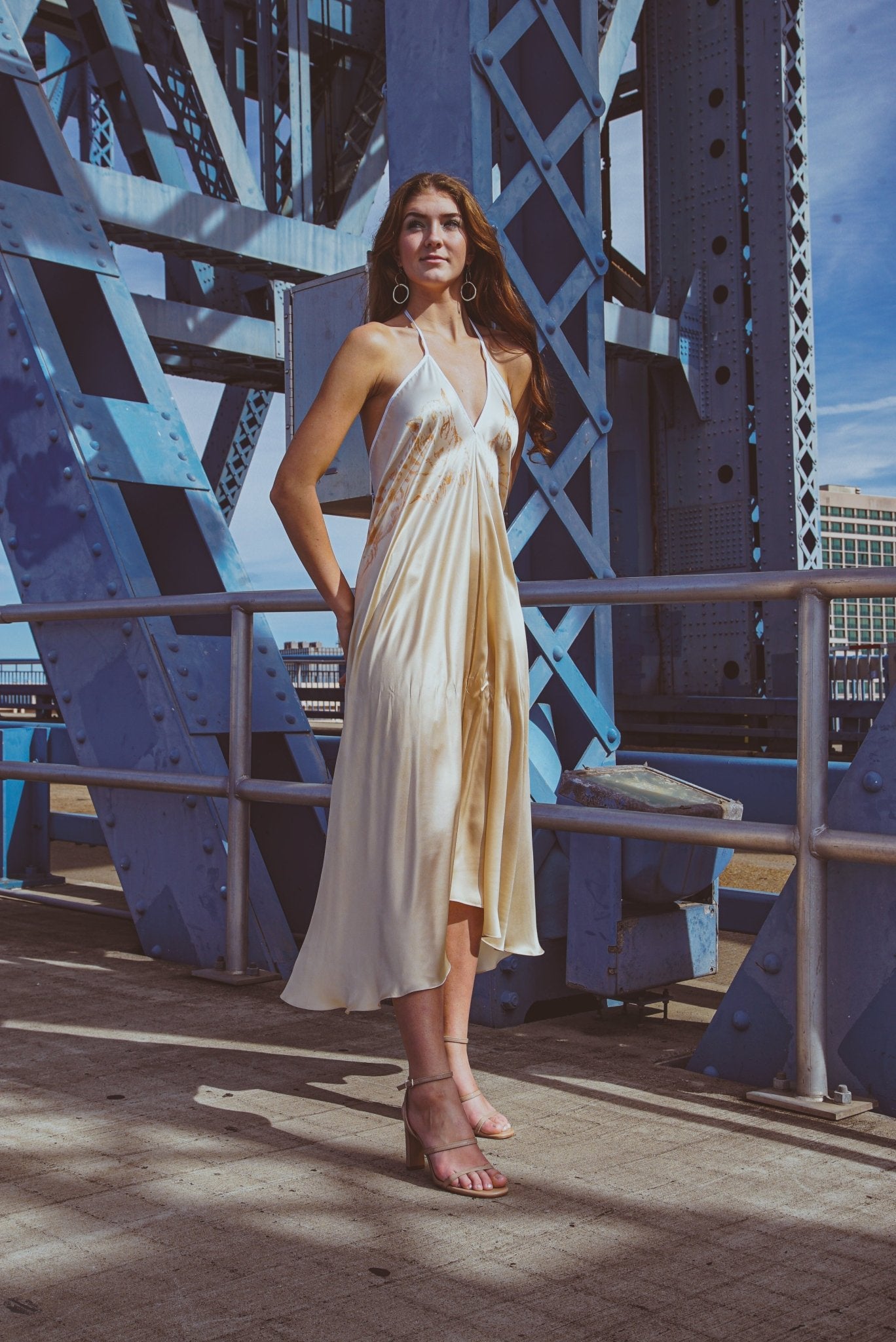 Altair Silk Halter Dress Dueling Jaguars - Luxury Women's Designer Silk Dress - Style Queenz