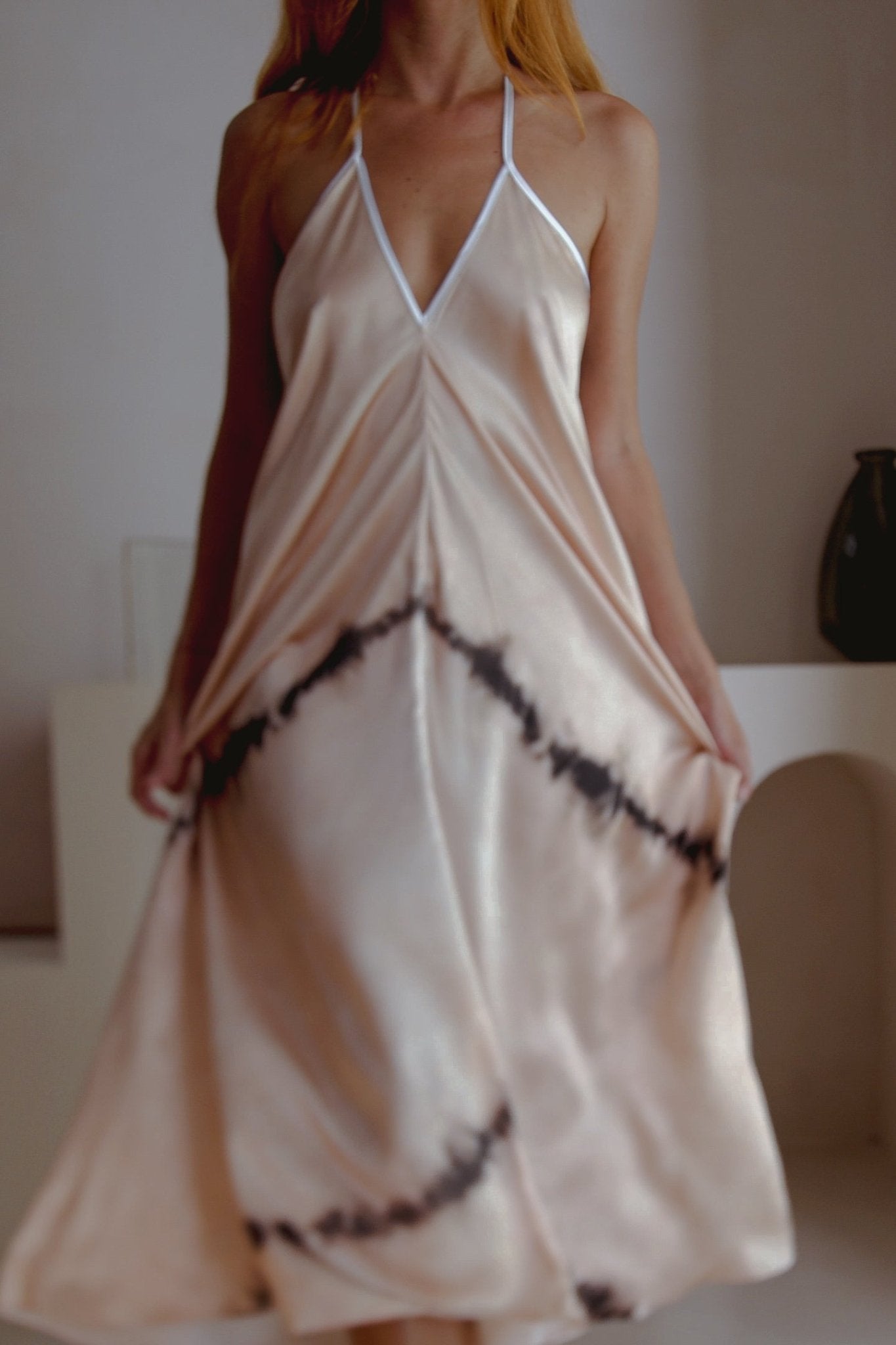Altair Silk Halter Dress Shibori - Japanese Artisan Sustainable Luxury Women's Fashion - Style Queenz
