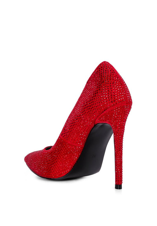 Alter Ego Diamante High Heel Court Shoes - Sparkly Evening Pumps - Style Queenz
