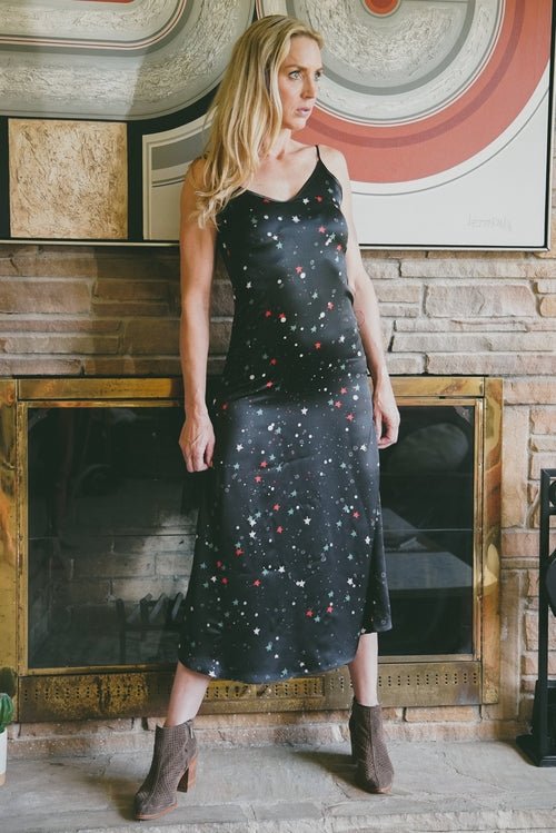 Andromeda Silk Dress Galaxy - Sustainable Luxury Women's Designer Fashion Starry Sky - Style Queenz