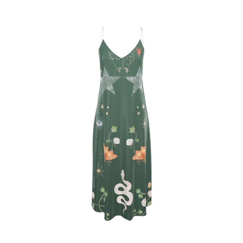 Andromeda Silk Dress Jungle Altar - Luxury Women's Slip Dress Designer Fashion - Style Queenz