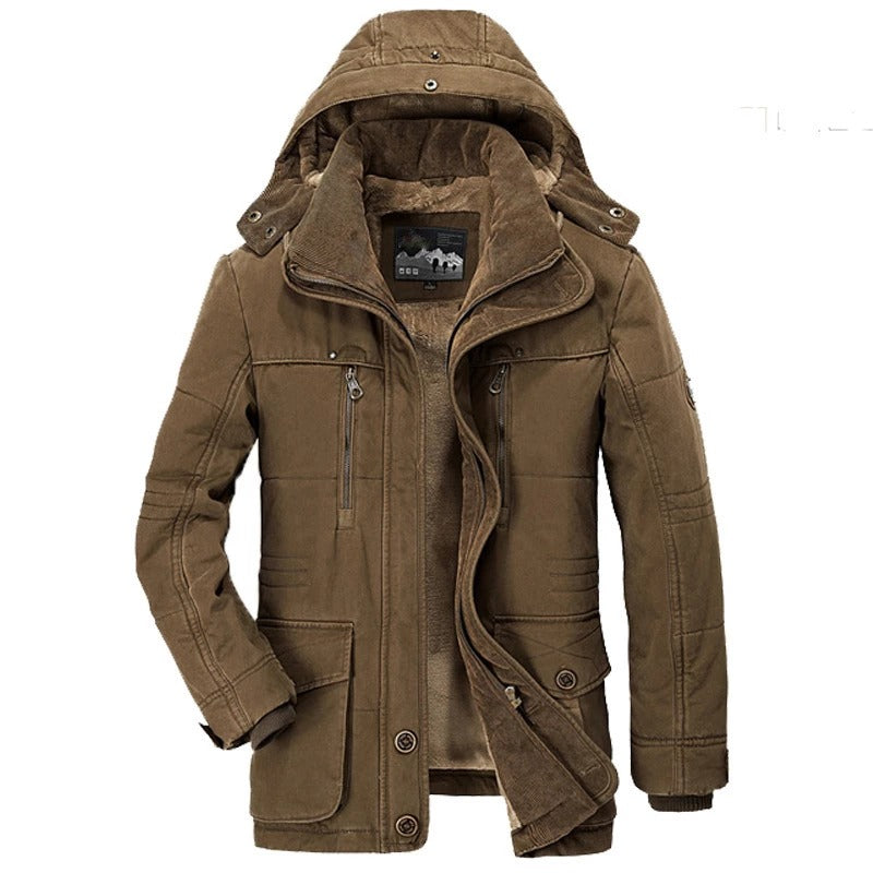 Brown hooded jacket on a white background