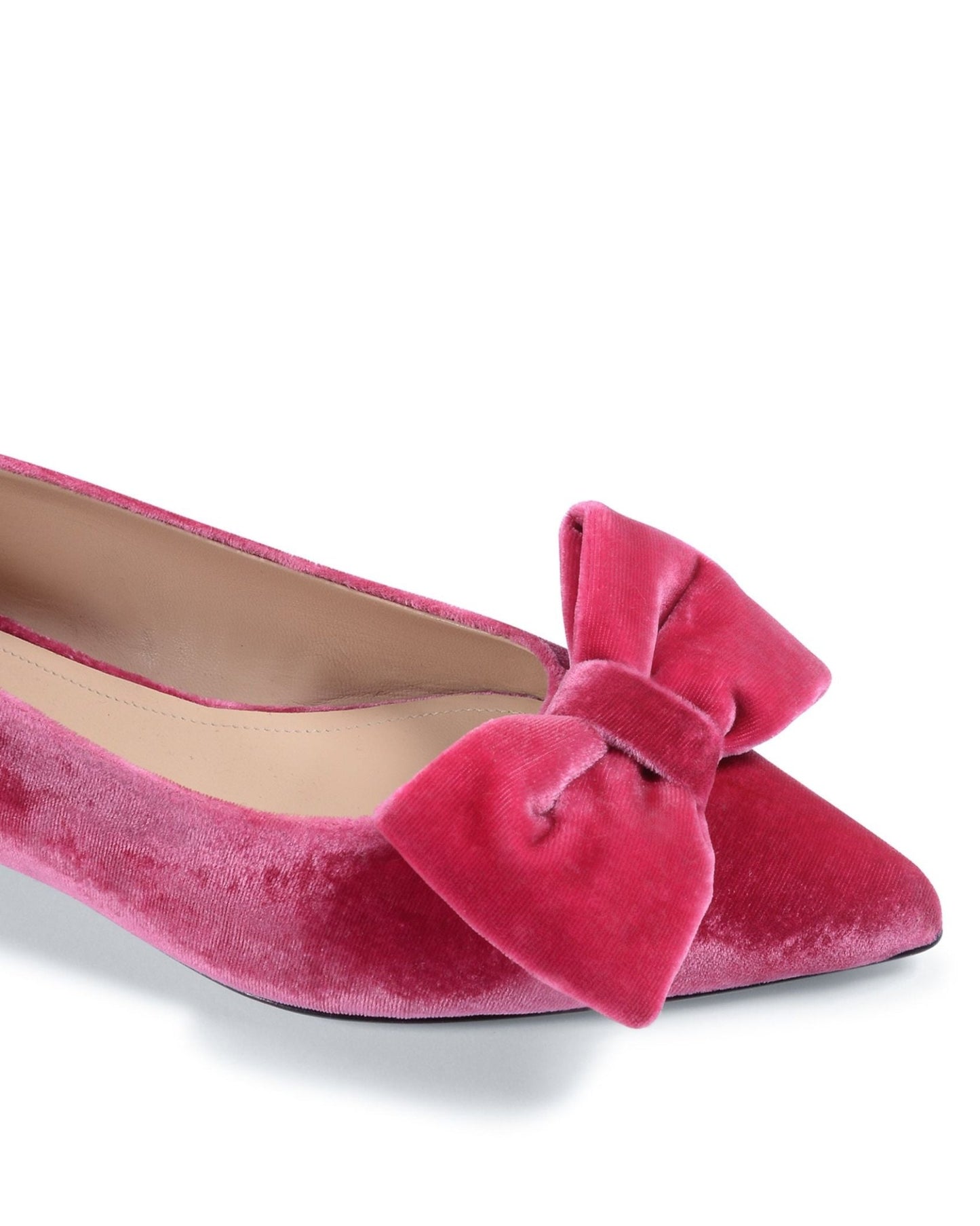 Baby Bow Velvet Ballerina - Fuxia Italian Ballet Flats with Bow Detail - Style Queenz