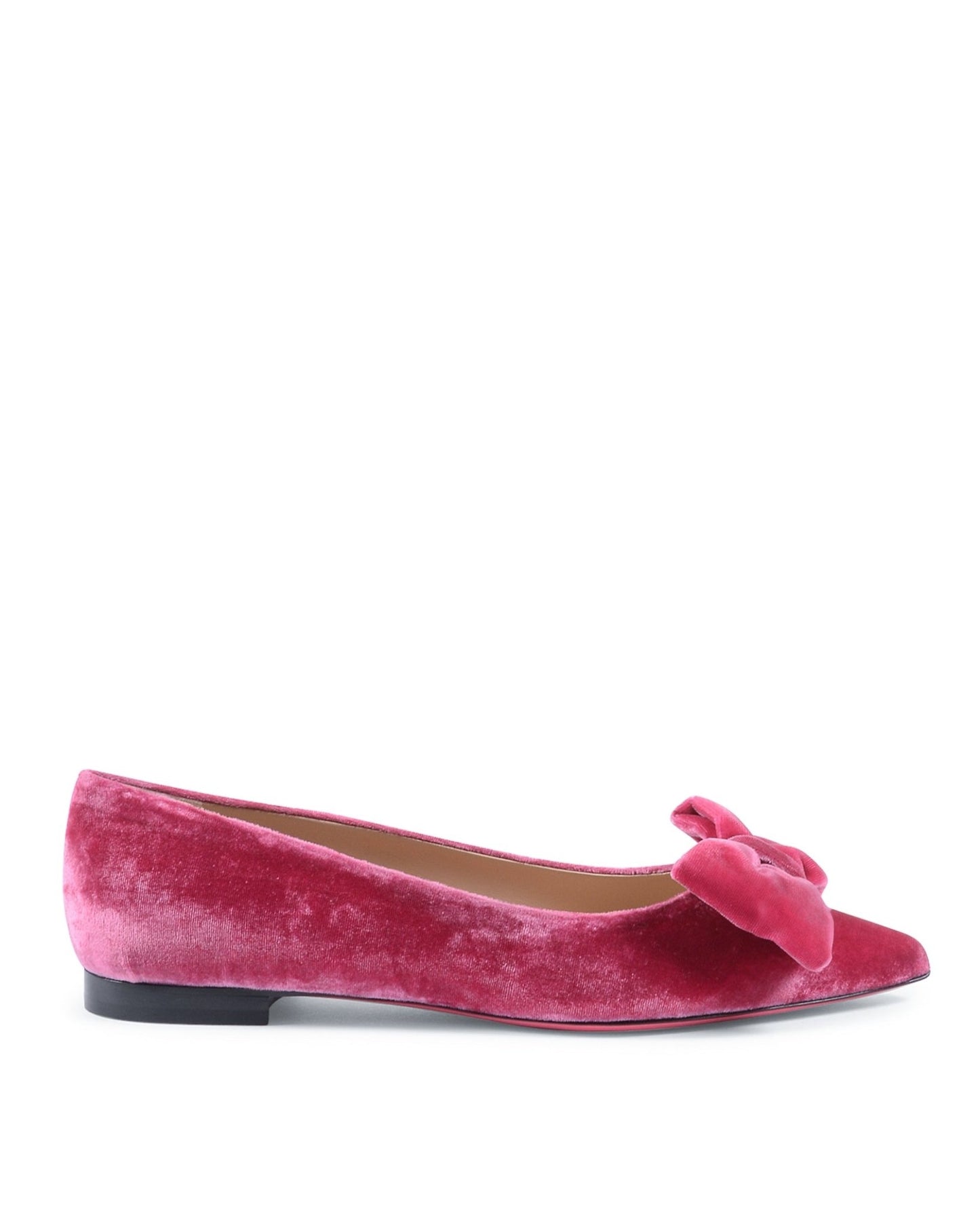 Baby Bow Velvet Ballerina - Fuxia Italian Ballet Flats with Bow Detail - Style Queenz