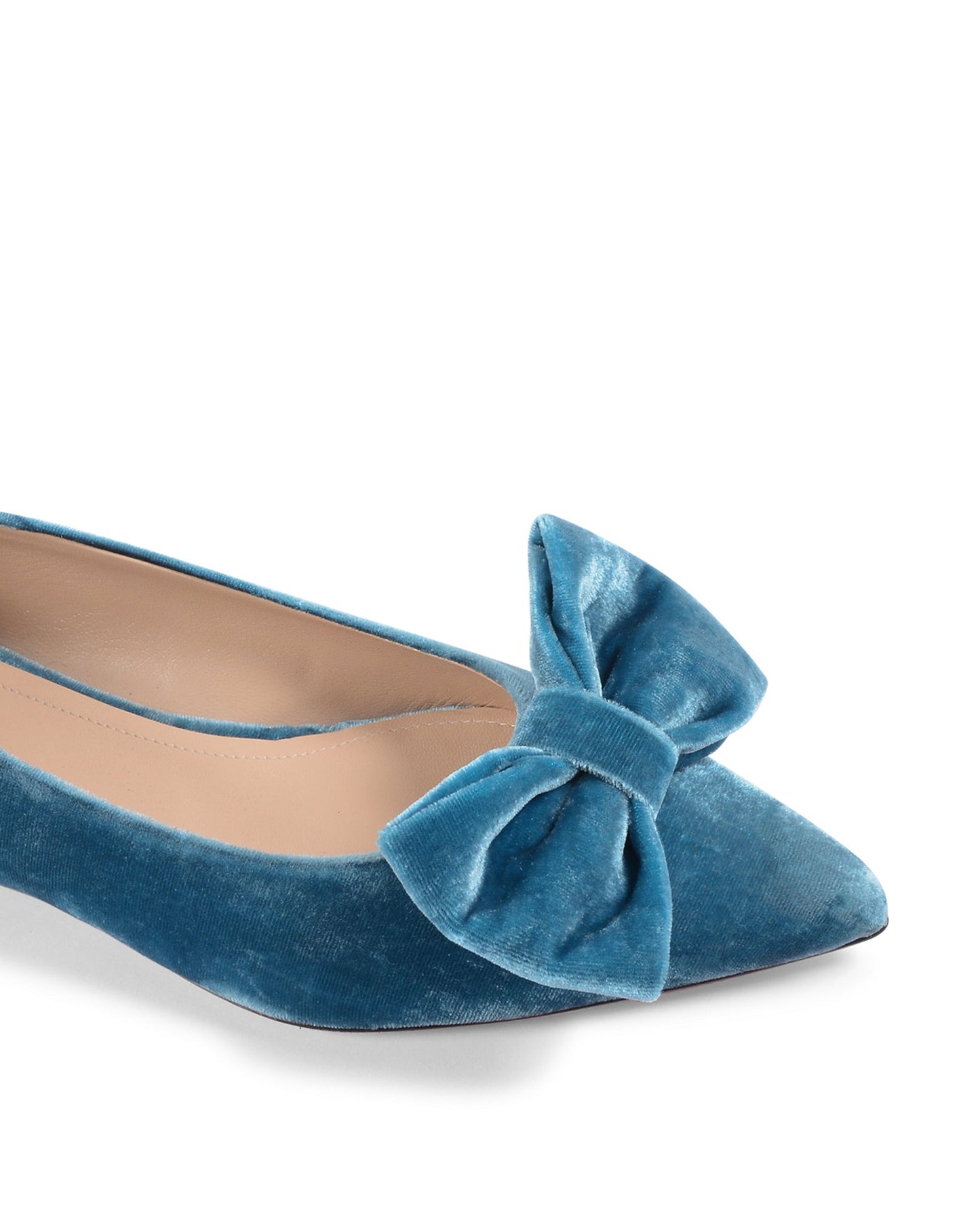 Baby Bow Velvet Ballerina - Sky Blue Italian Ballet Flats with Bow Detail - Style Queenz