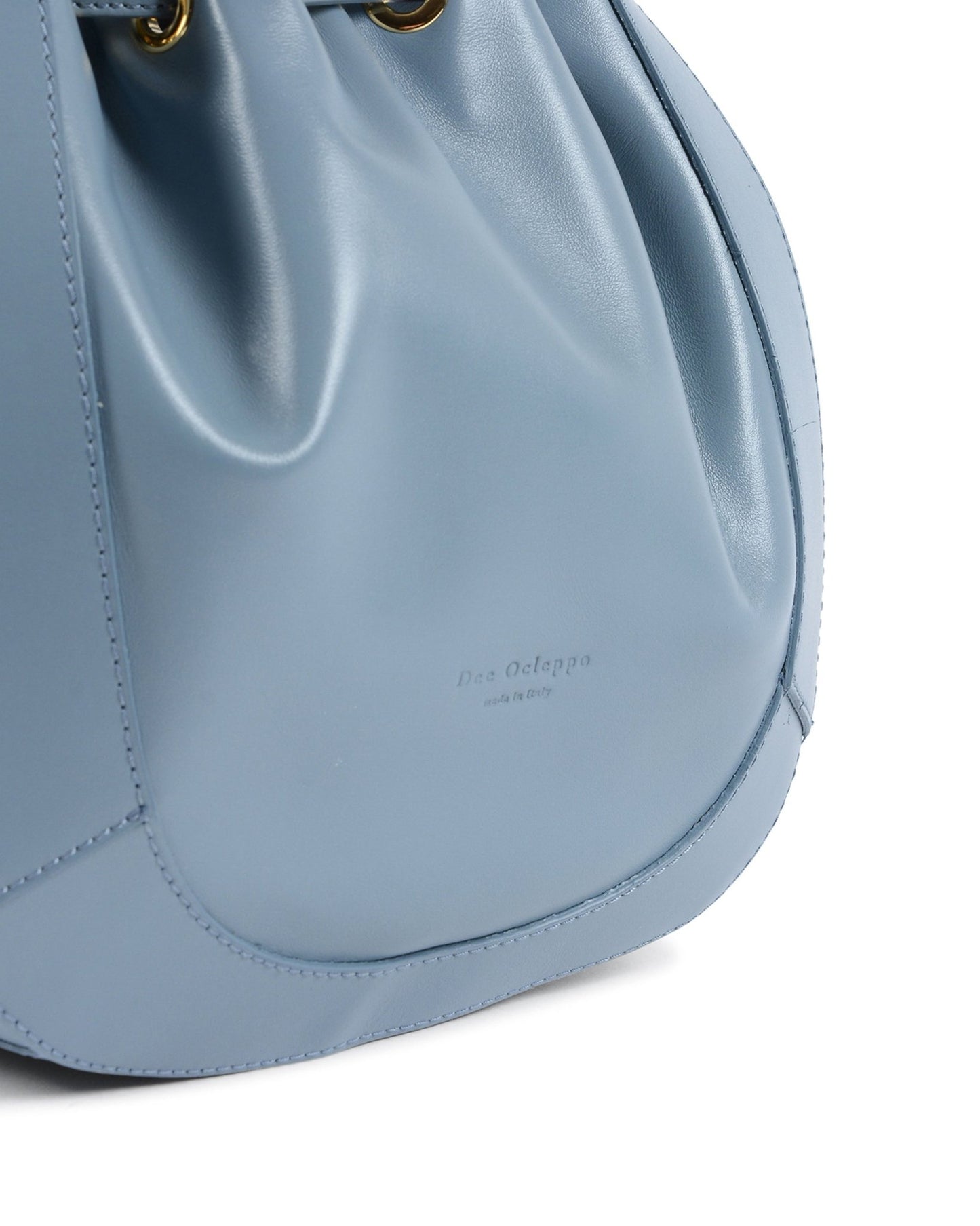 Barolo Sky Blue Italian Leather Bucket Bag - Top Grain Leather with Gold Hardware - Made in Italy - Style Queenz