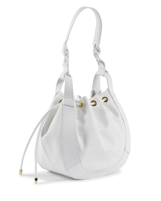 Barolo White Bucket Bag - Premium Italian Leather with Gold Hardware - Style Queenz