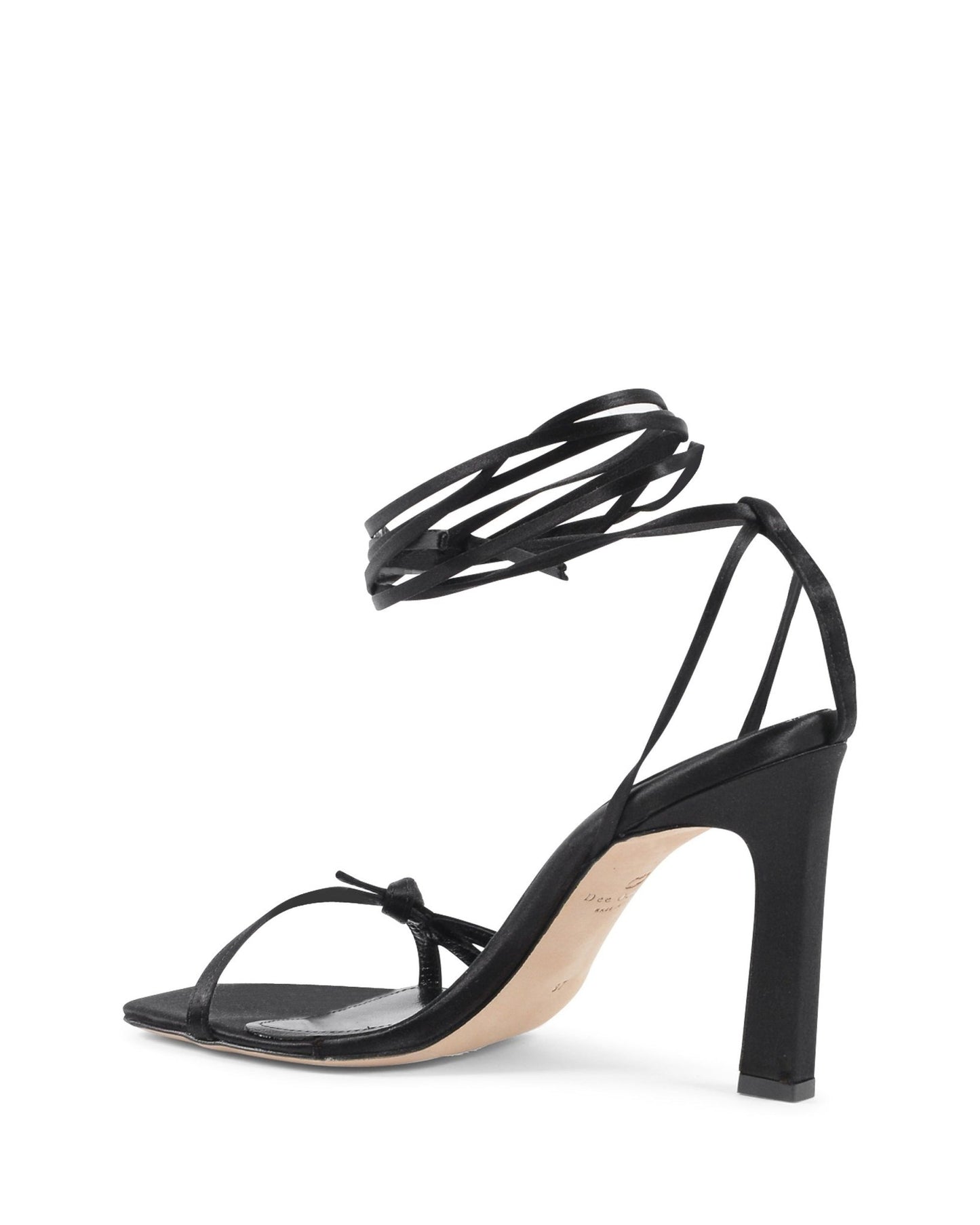 Bey Black Lace Up Sandals - Premium Italian Satin High Heel Sandals - Style Queenz