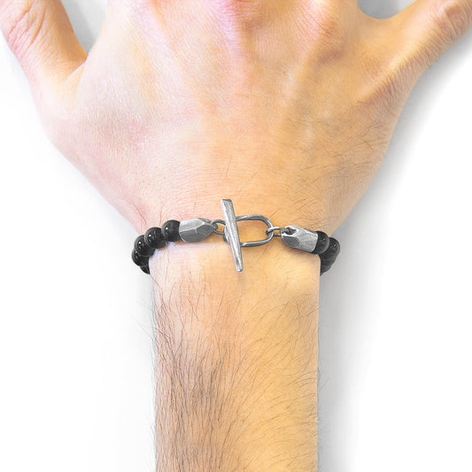 Black Onyx Tinago Silver Beaded Bracelet - Handcrafted British Sterling Silver - Style Queenz