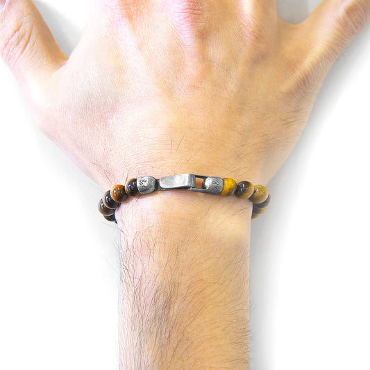 Brown Tigers Eye Nachi Bracelet - Handcrafted Sterling Silver Beaded Jewelry - Style Queenz