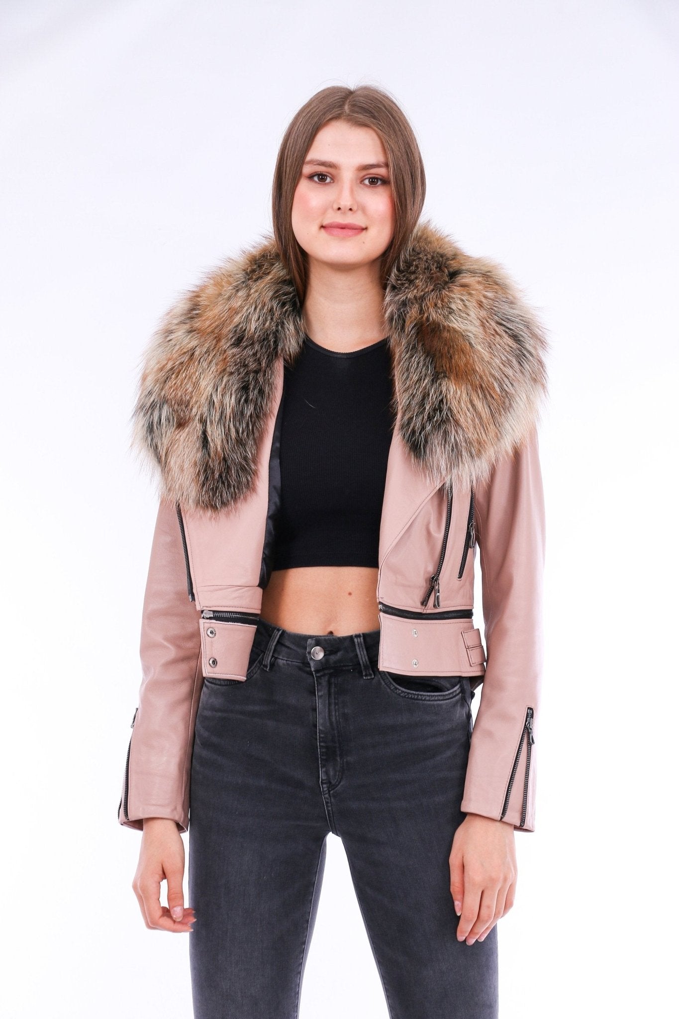 Buttagi Pink Leather Biker Jacket - Premium Nappa Lambskin Women's Motorcycle Jacket - Style Queenz