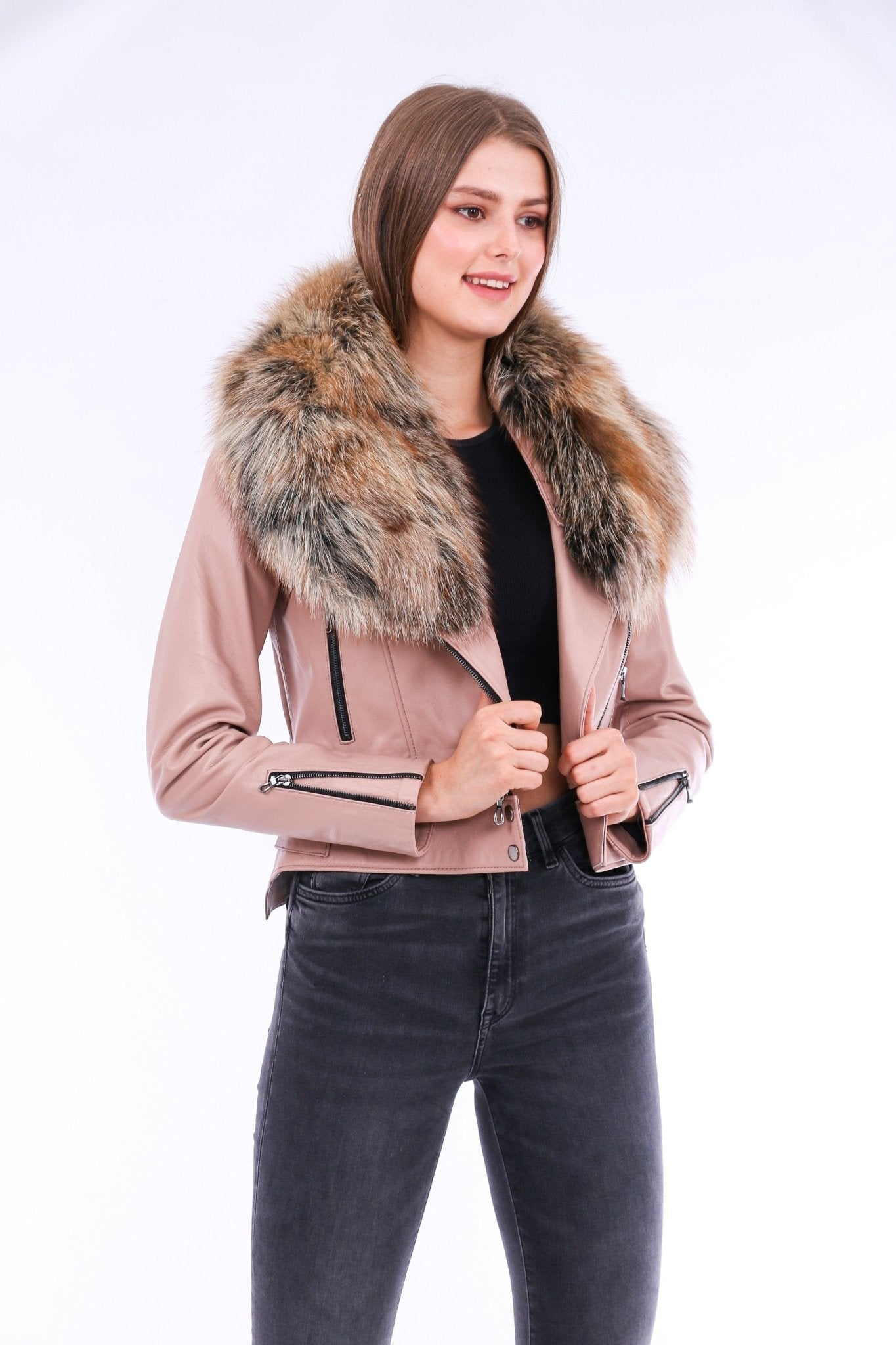 Buttagi Pink Leather Biker Jacket - Premium Nappa Lambskin Women's Motorcycle Jacket - Style Queenz