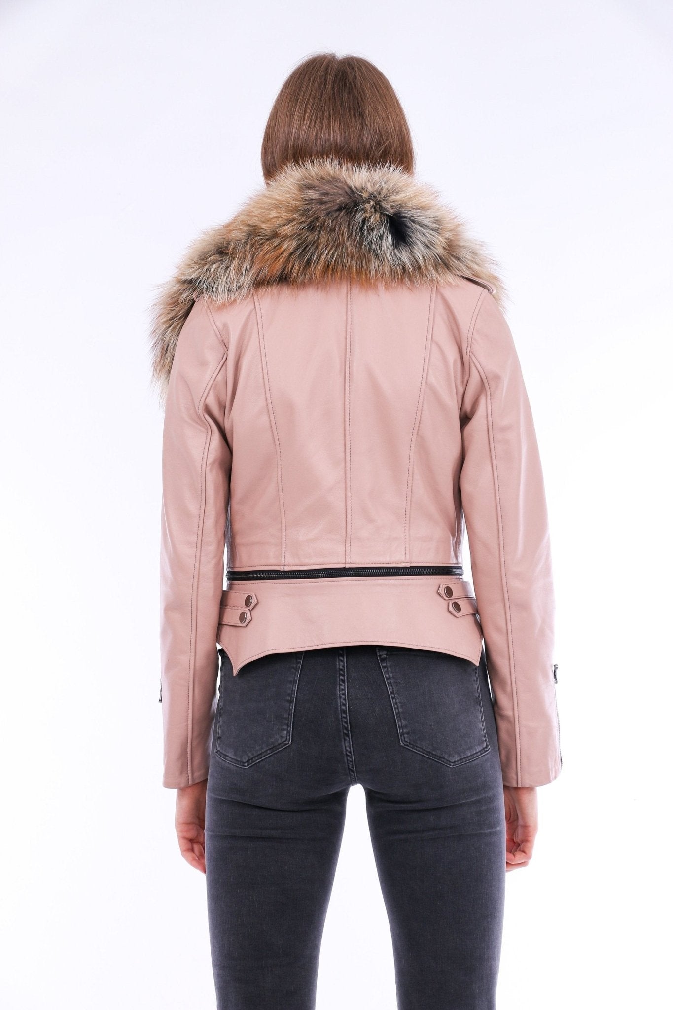 Buttagi Pink Leather Biker Jacket - Premium Nappa Lambskin Women's Motorcycle Jacket - Style Queenz