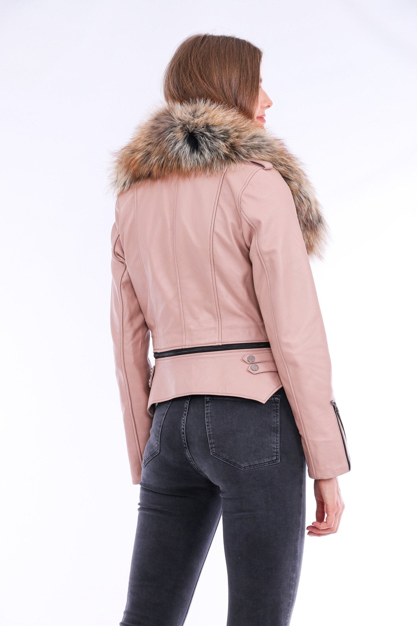 Buttagi Pink Leather Biker Jacket - Premium Nappa Lambskin Women's Motorcycle Jacket - Style Queenz