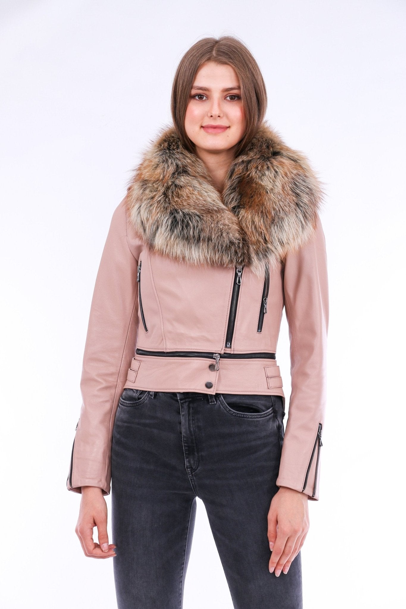 Buttagi Pink Leather Biker Jacket - Premium Nappa Lambskin Women's Motorcycle Jacket - Style Queenz